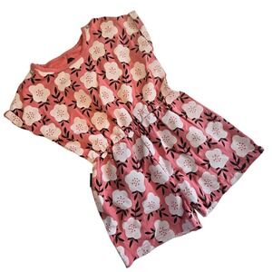 Dot Australia Floral Romper Girls Size 6 Pink 100% Cotton Play Summer Jersey